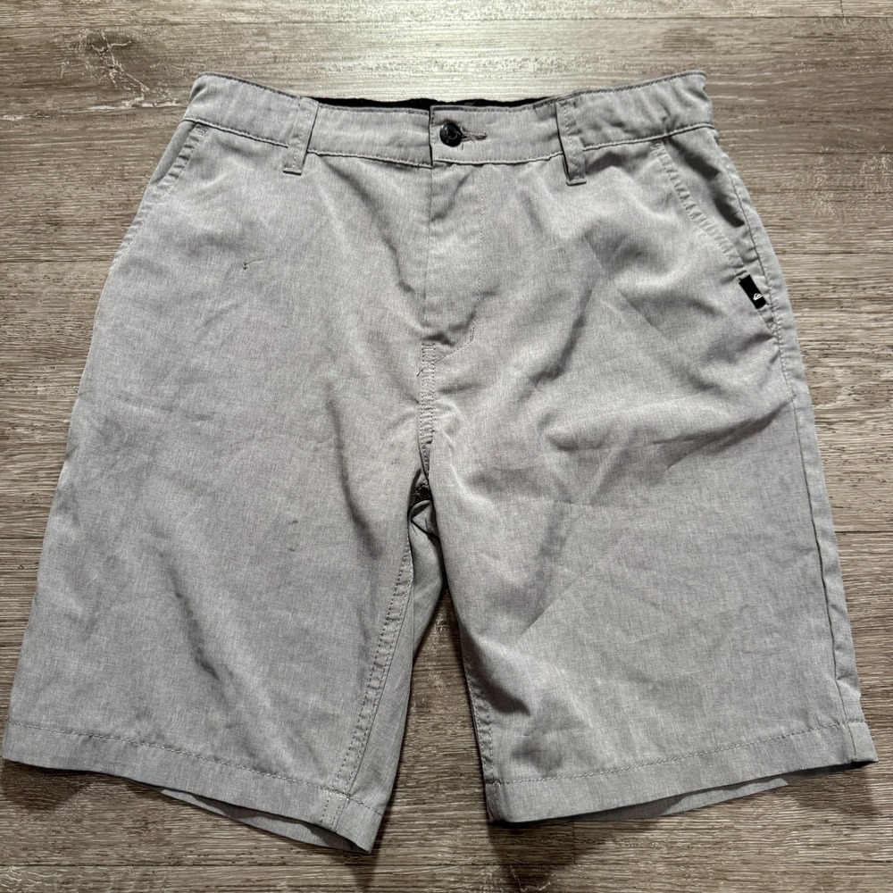 Quiksilver Board Shorts Youth 14 Gray 26W 8" Outdoor Hybrid Swim Trunks Casual